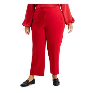 BAR III Womens Red Zippered High Rise Wear To Work Straight leg Pants Plus 22W
